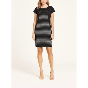 Maggy London Black & Gray Striped Panel Dress - Size 6